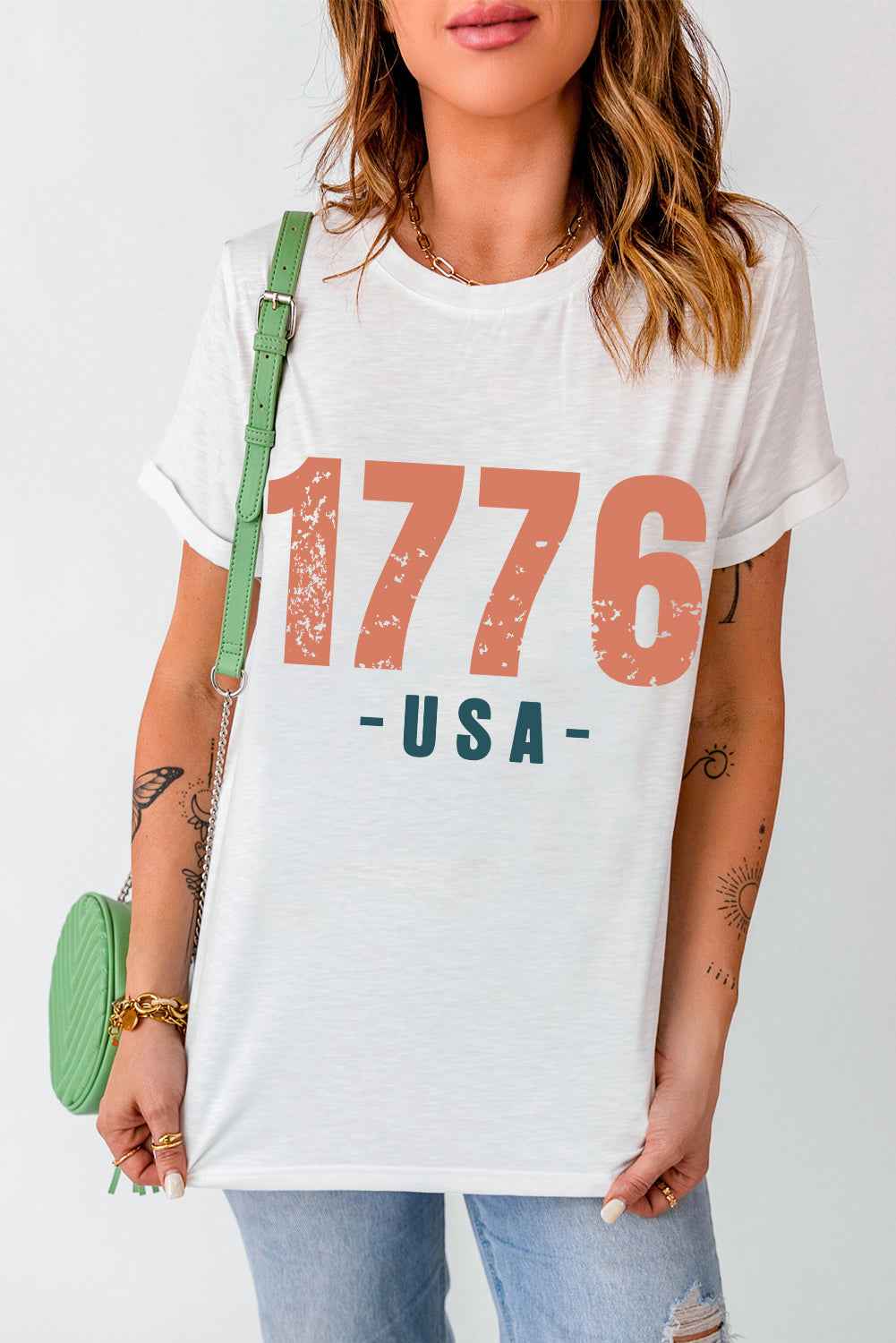 Graphic Round Neck Short Sleeve T-Shirt - Lojy Shop