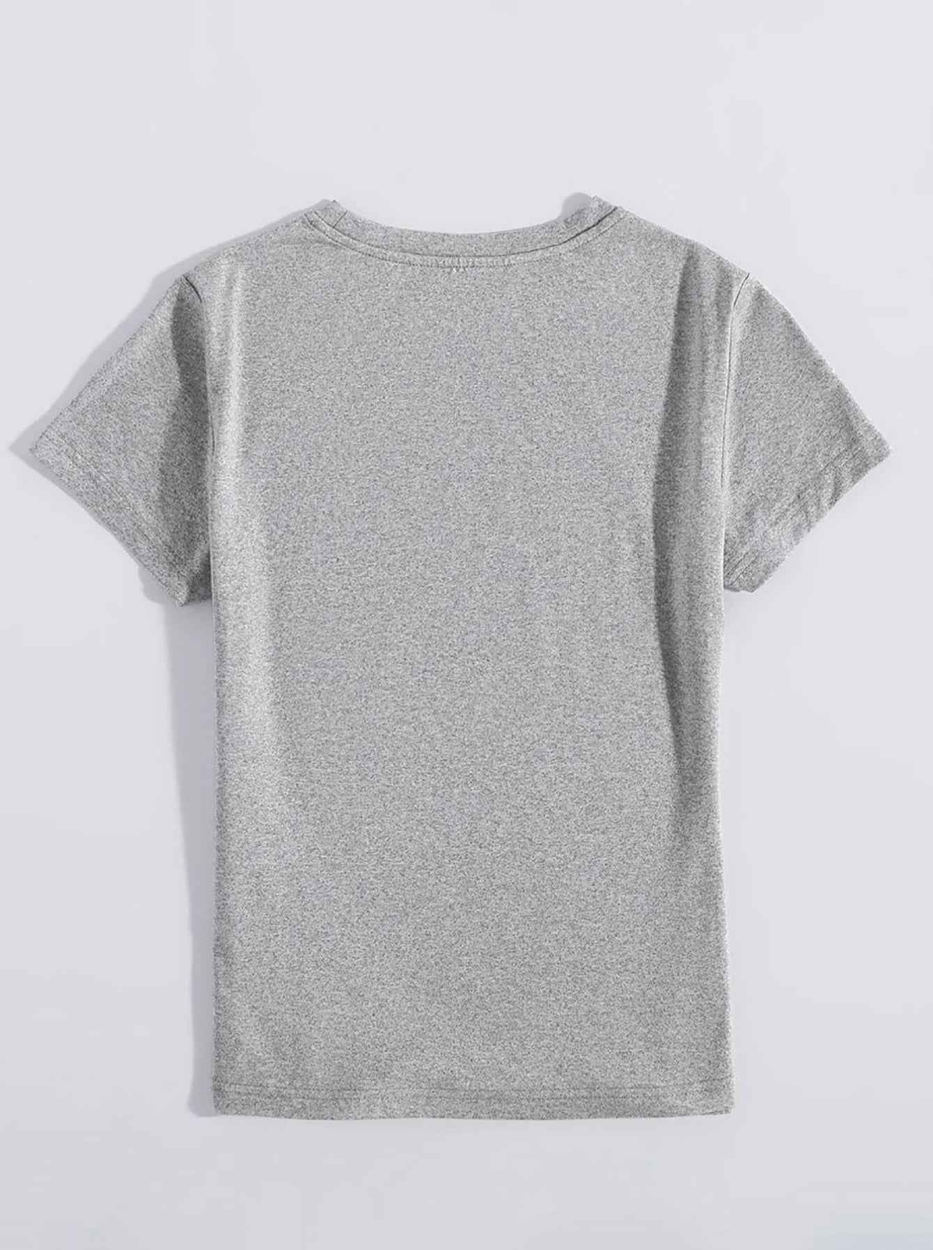 Graphic Round Neck Short Sleeve T-Shirt - Lojy Shop