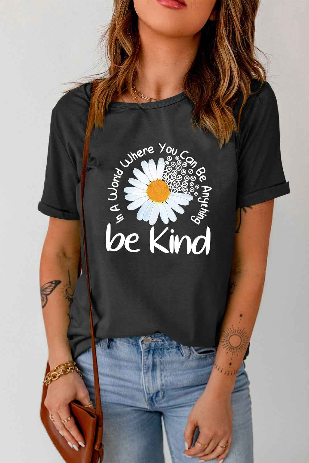 Graphic Round Neck Short Sleeve T-Shirt - Lojy Shop