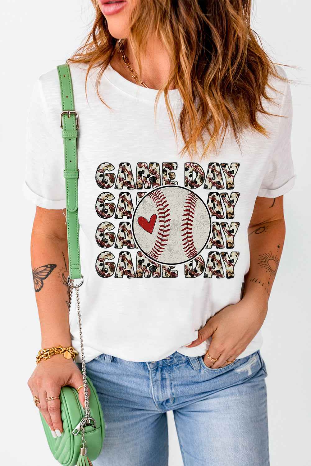 GAME DAY Round Neck Short Sleeve T-Shirt - Lojy Shop