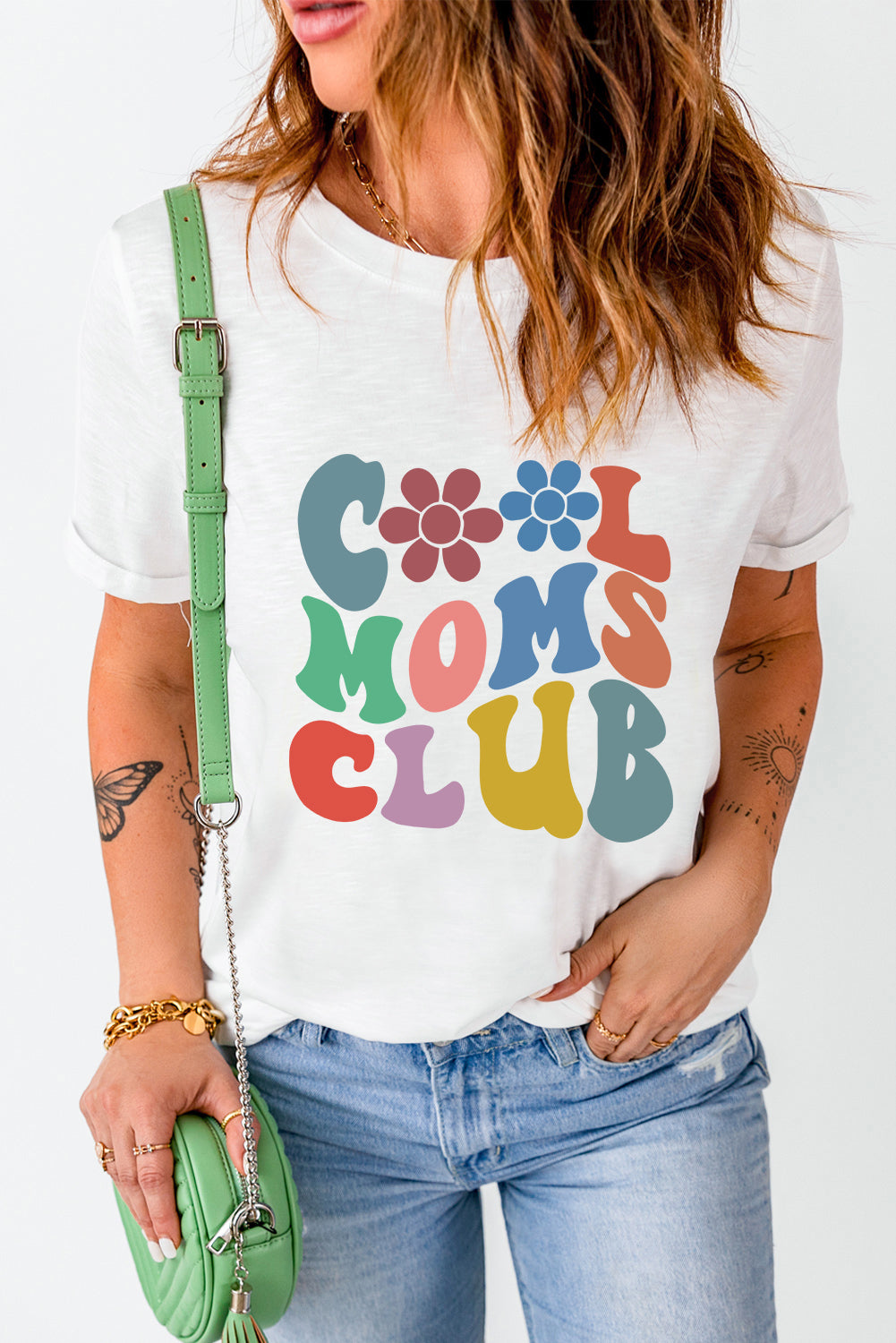 COOL MOMS CLUB Round Neck Short Sleeve T-Shirt - Lojy Shop