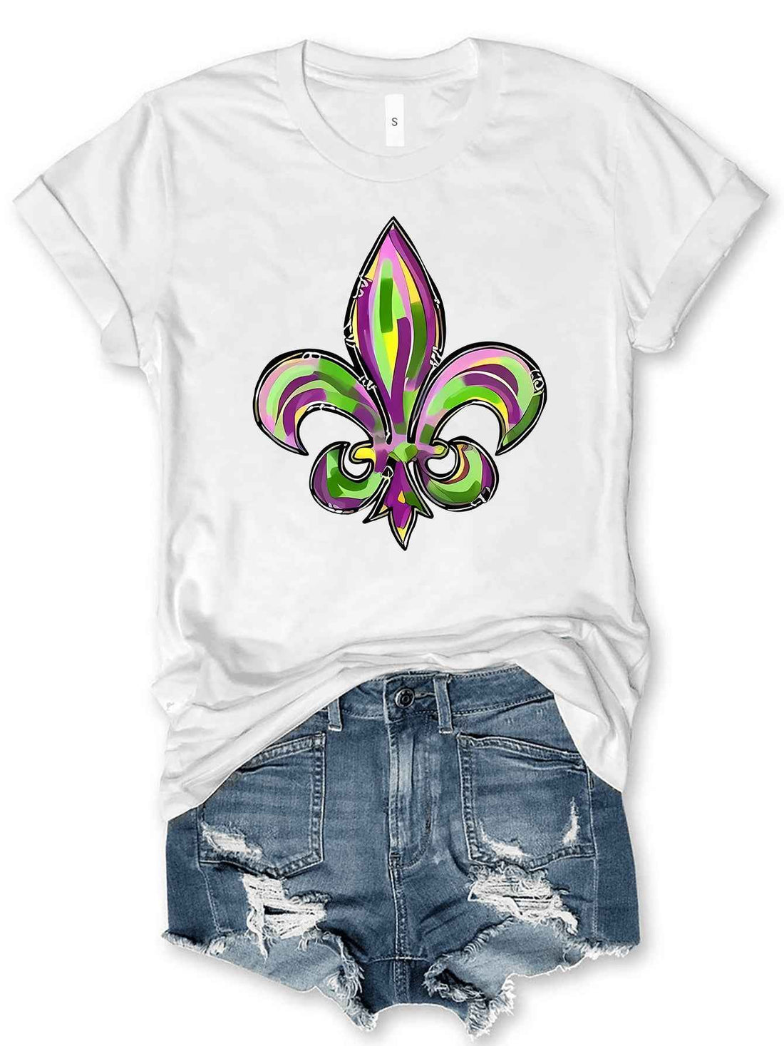 Mardi Gras Graphic Round Neck Short Sleeve T-Shirt - Lojy Shop