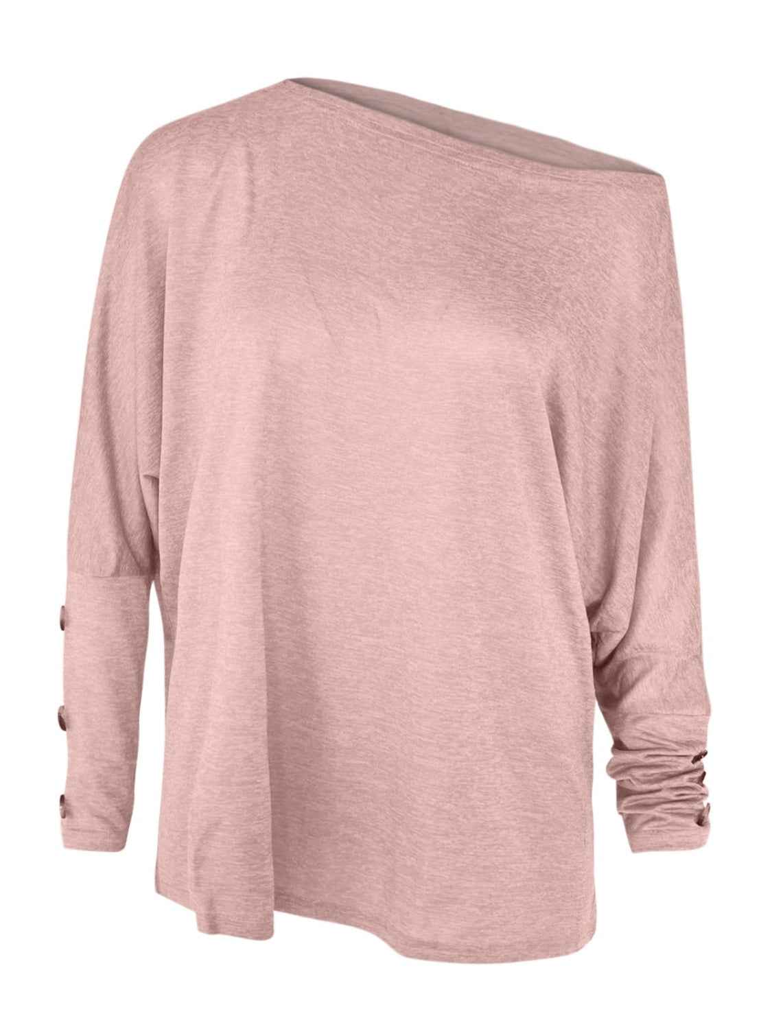 One Shoulder Long Sleeve T-Shirt - Lojy Shop