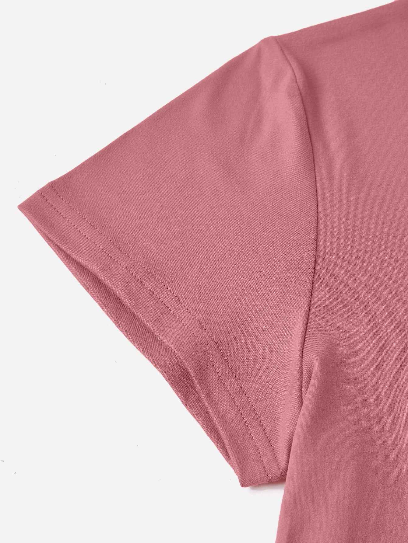 Graphic Round Neck Short Sleeve T-Shirt - Lojy Shop