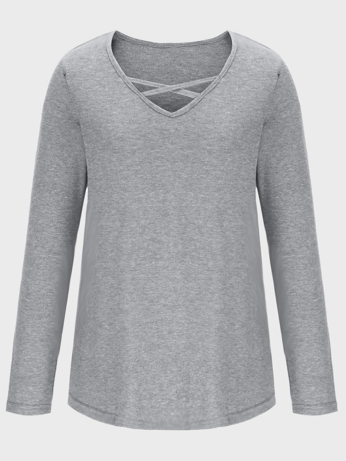 Crisscross V-Neck Long Sleeve T-Shirt - Lojy Shop