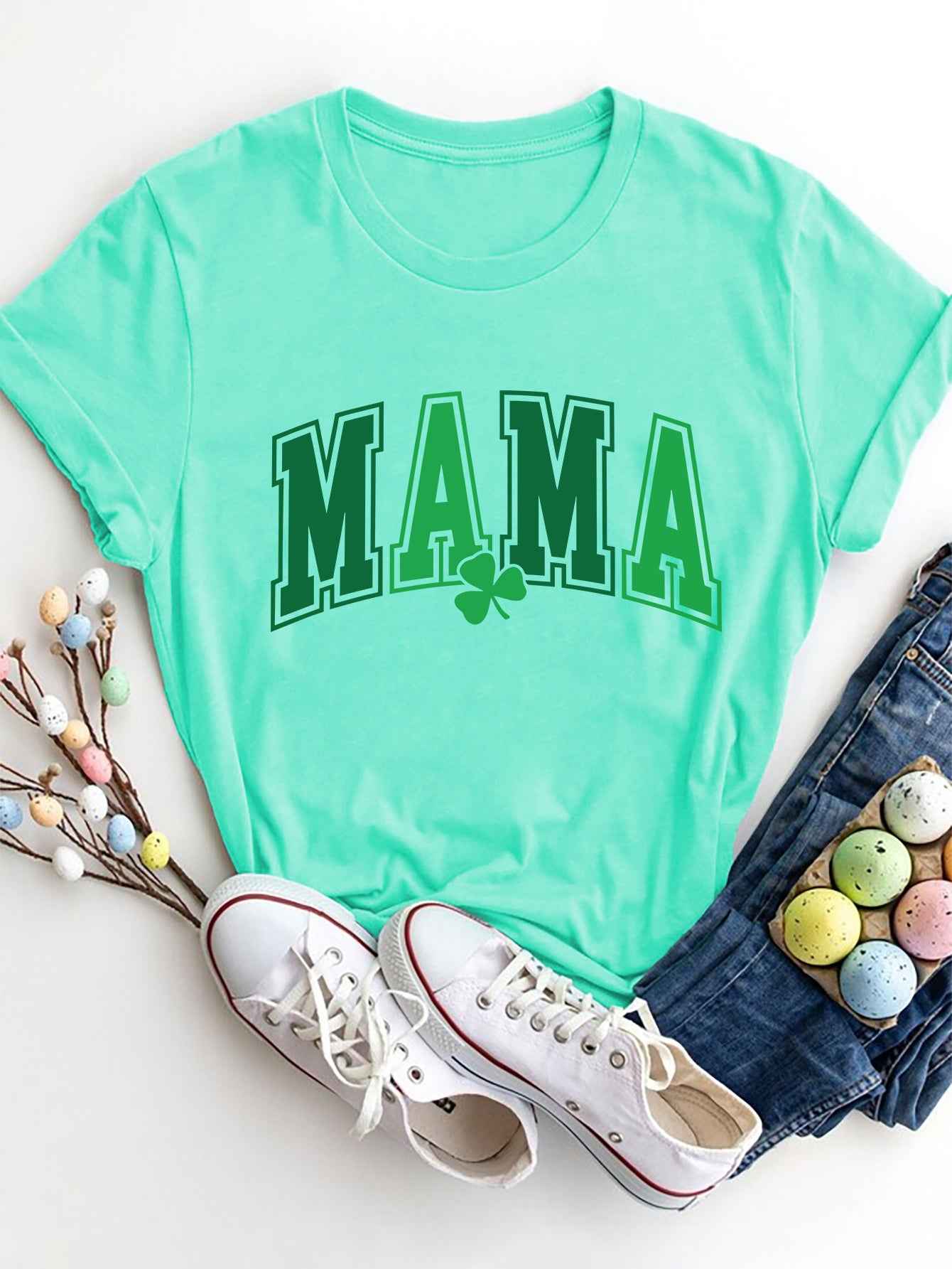 MAMA Round Neck Short Sleeve T-Shirt - Lojy Shop
