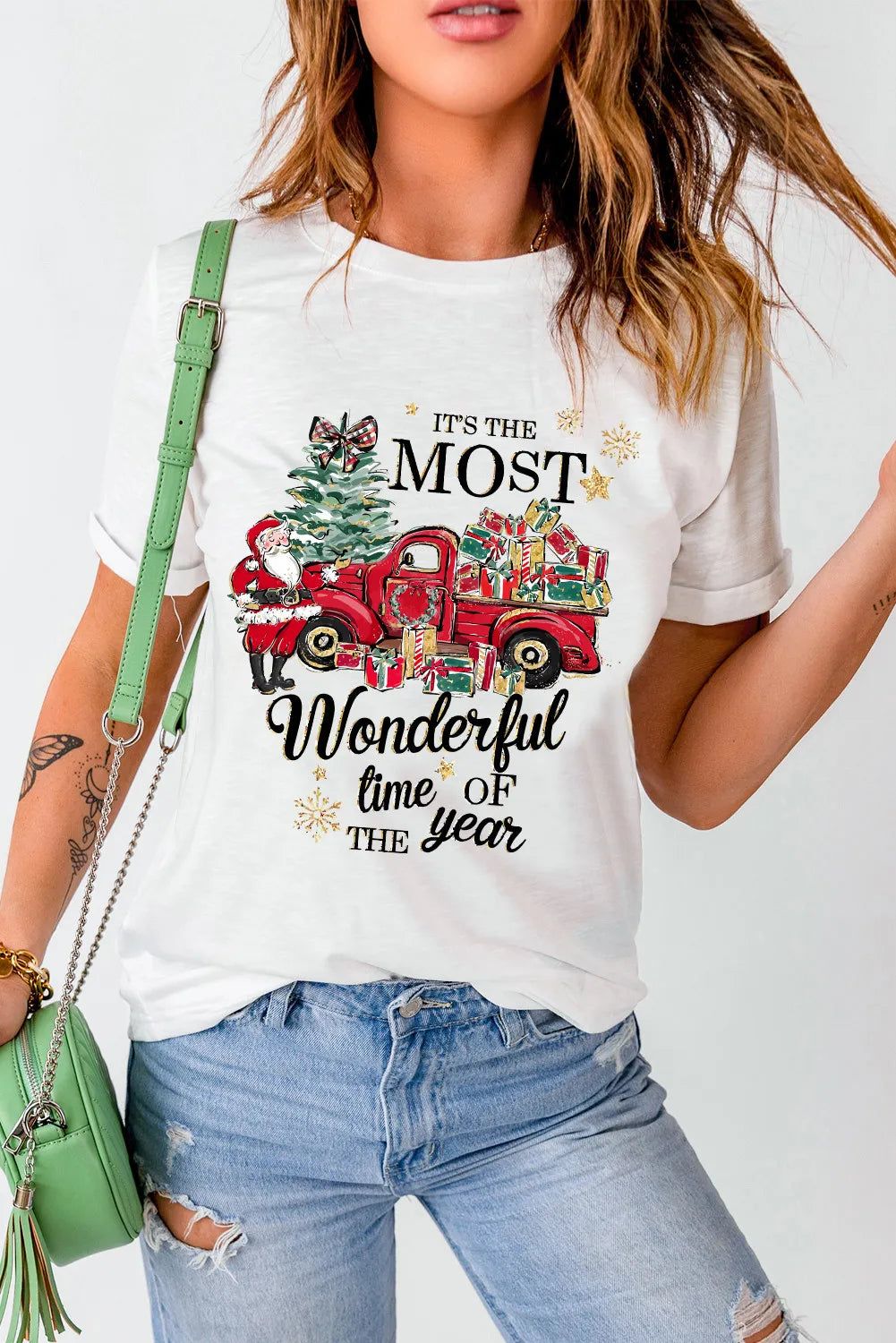 Graphic Round Neck Short Sleeve T-Shirt - Lojy Shop
