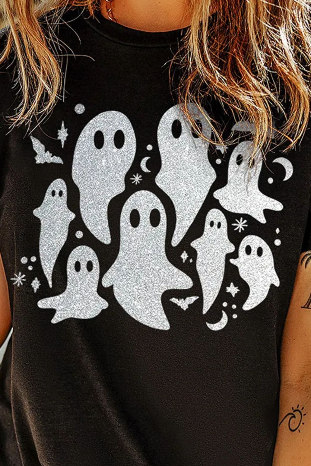 Full Size Ghost Round Neck Short Sleeve T-Shirt - Lojy Shop