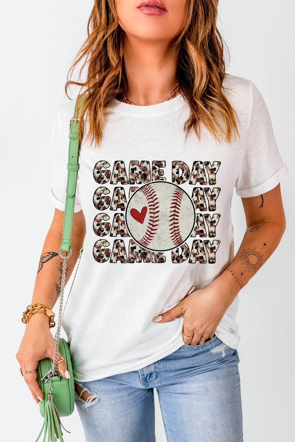 GAME DAY Round Neck Short Sleeve T-Shirt - Lojy Shop