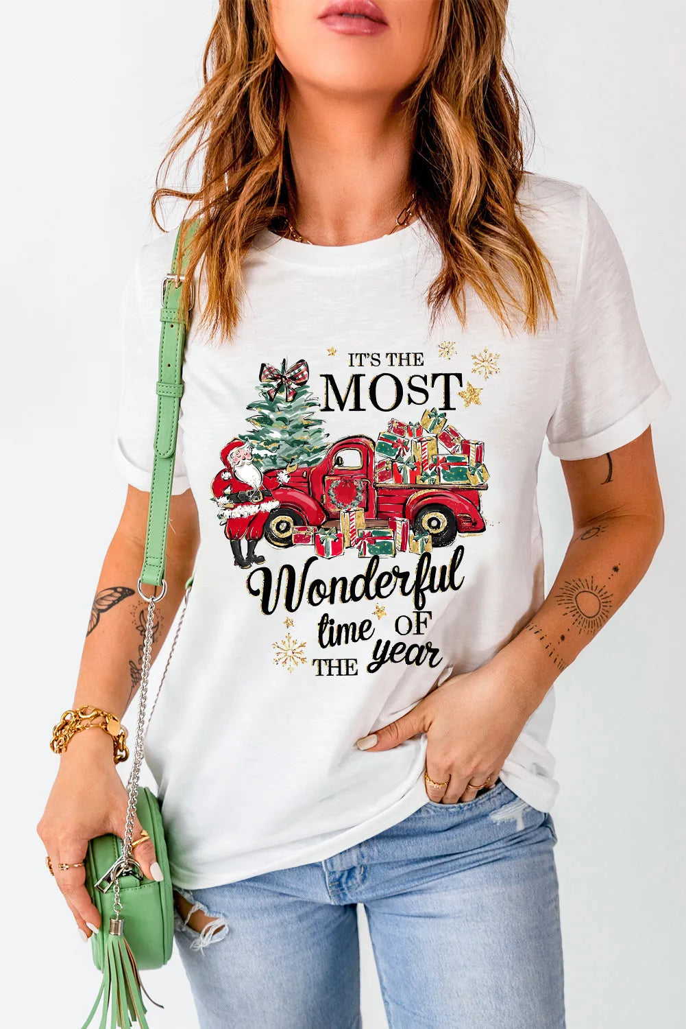 Graphic Round Neck Short Sleeve T-Shirt - Lojy Shop
