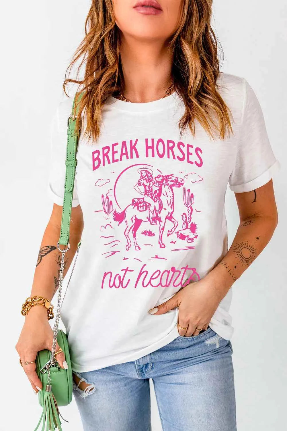 Graphic Round Neck Short Sleeve T-Shirt - Lojy Shop