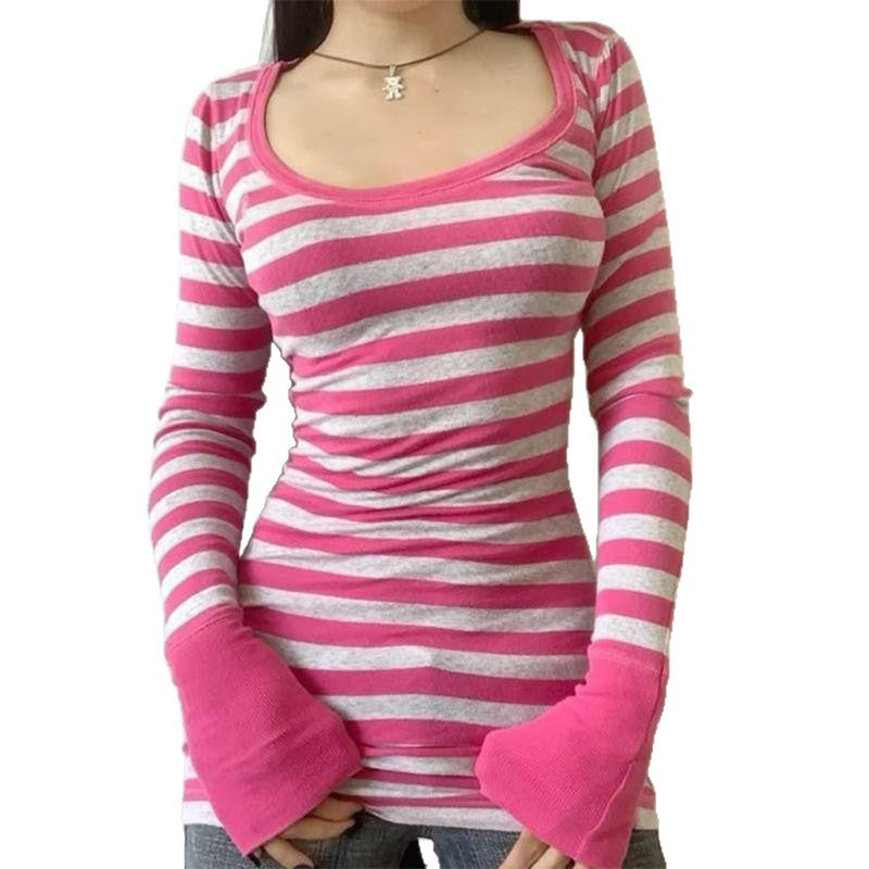 Womens Striped Long Sleeve T-Shirt