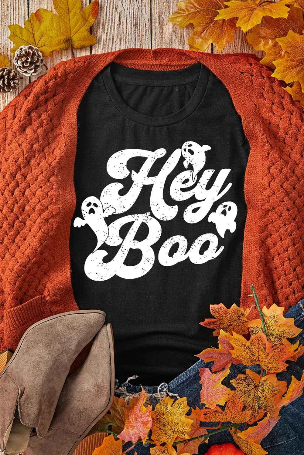Letter Graphic Round Neck Short Sleeve T-Shirt - Lojy Shop