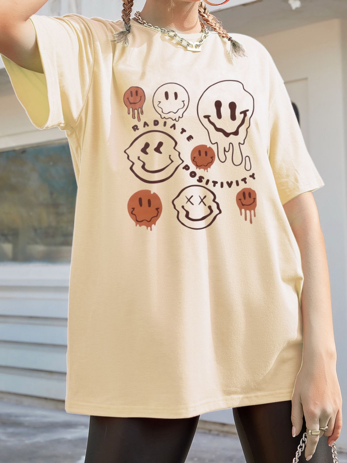 Graphic Round Neck Half Sleeve T-Shirt - Lojy Shop