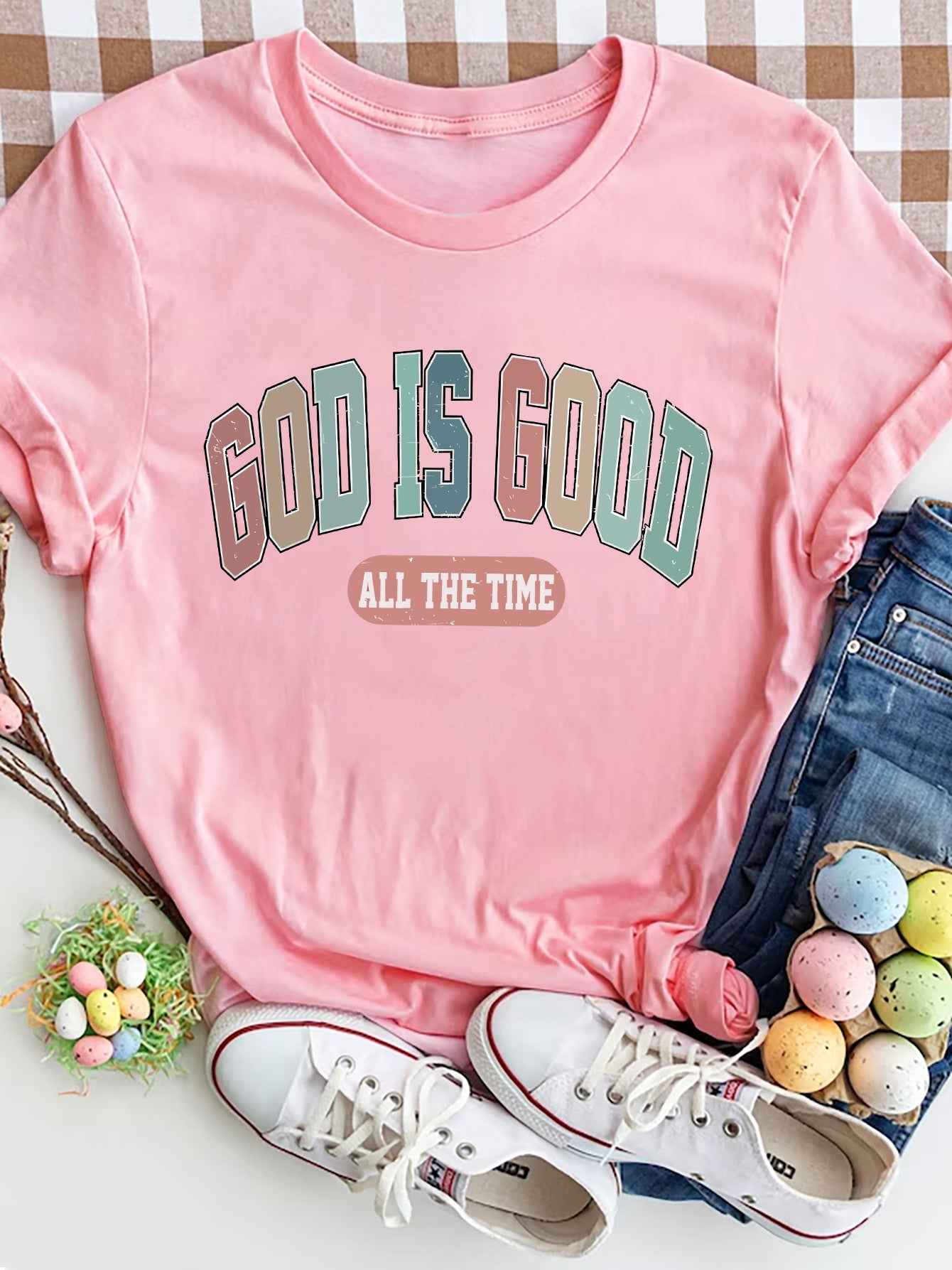 GOD IS GOOD ALL THE TIME Round Neck T-Shirt - Lojy Shop