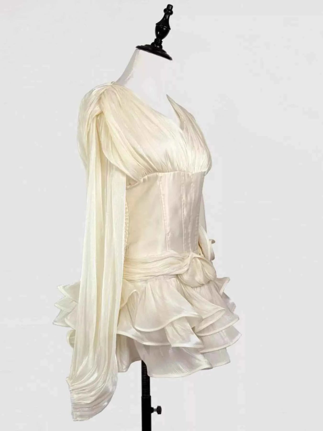 Ruffled Long Sleeve Mini Dress