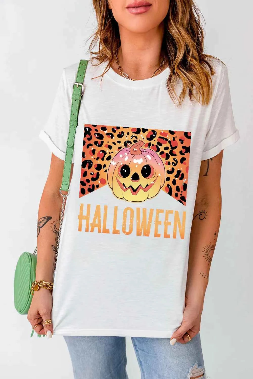 Graphic Round Neck Short Sleeve T-Shirt - Lojy Shop