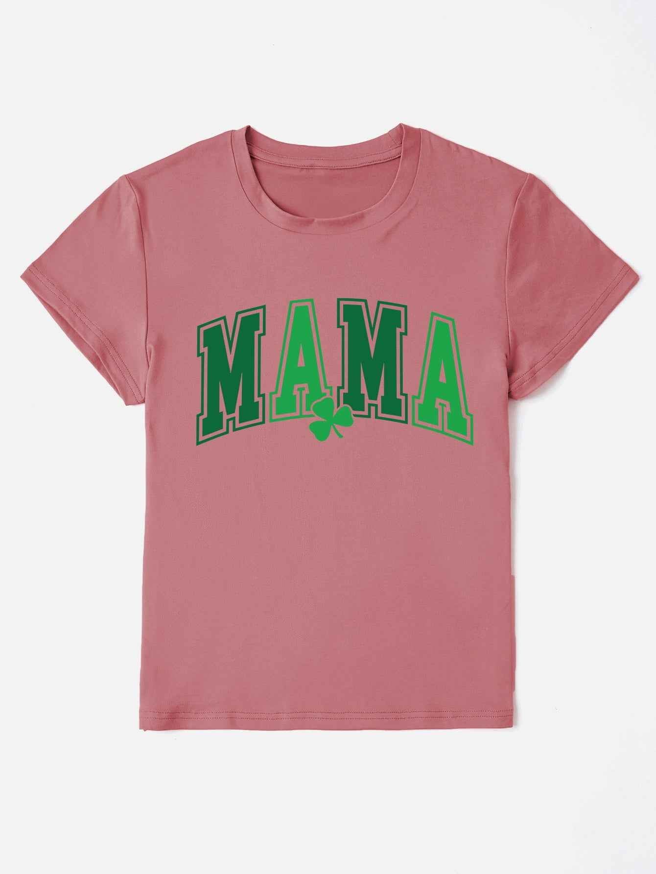 MAMA Round Neck Short Sleeve T-Shirt - Lojy Shop