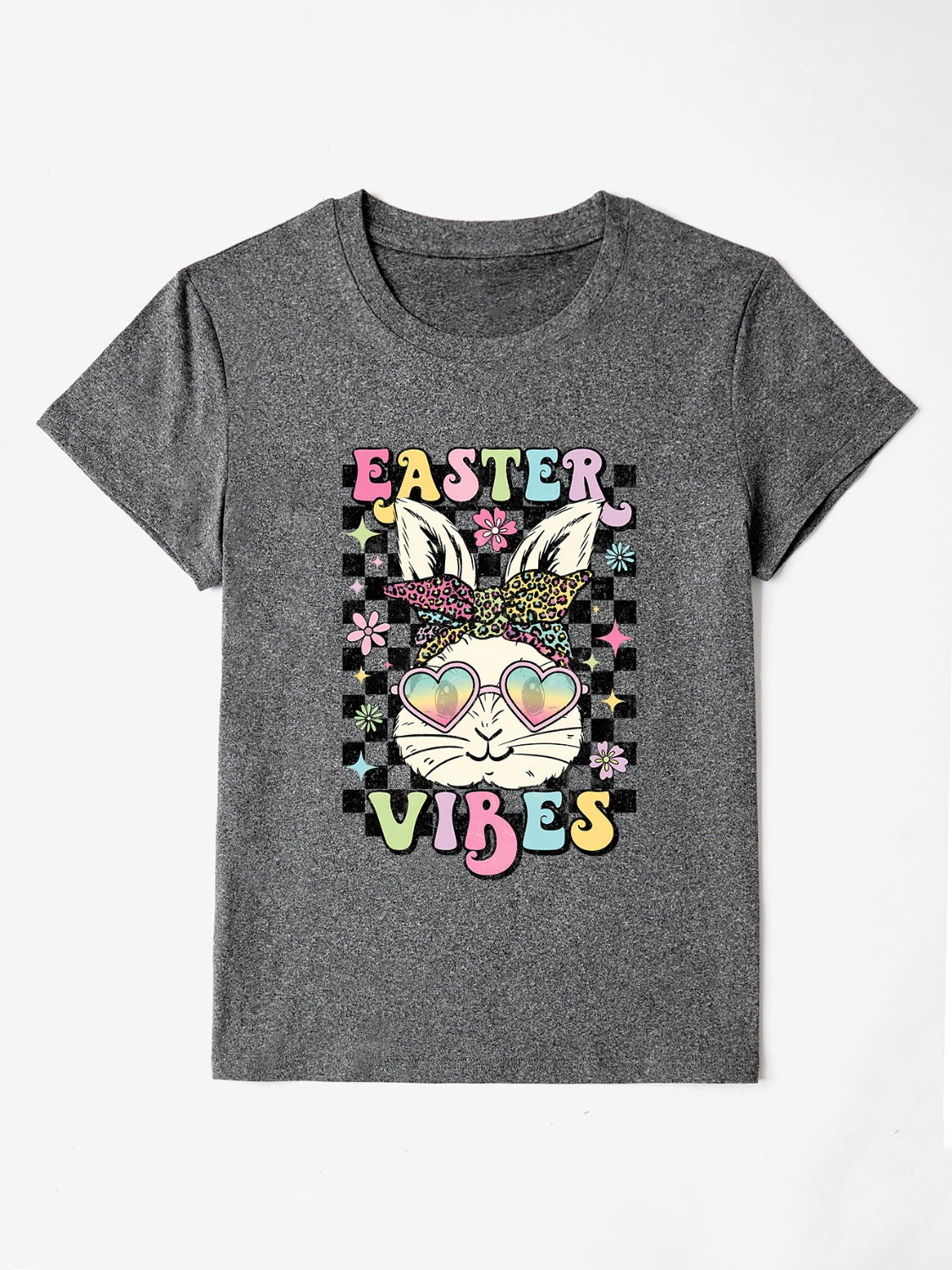 EASTER VIBES Round Neck Short Sleeve T-Shirt - Lojy Shop