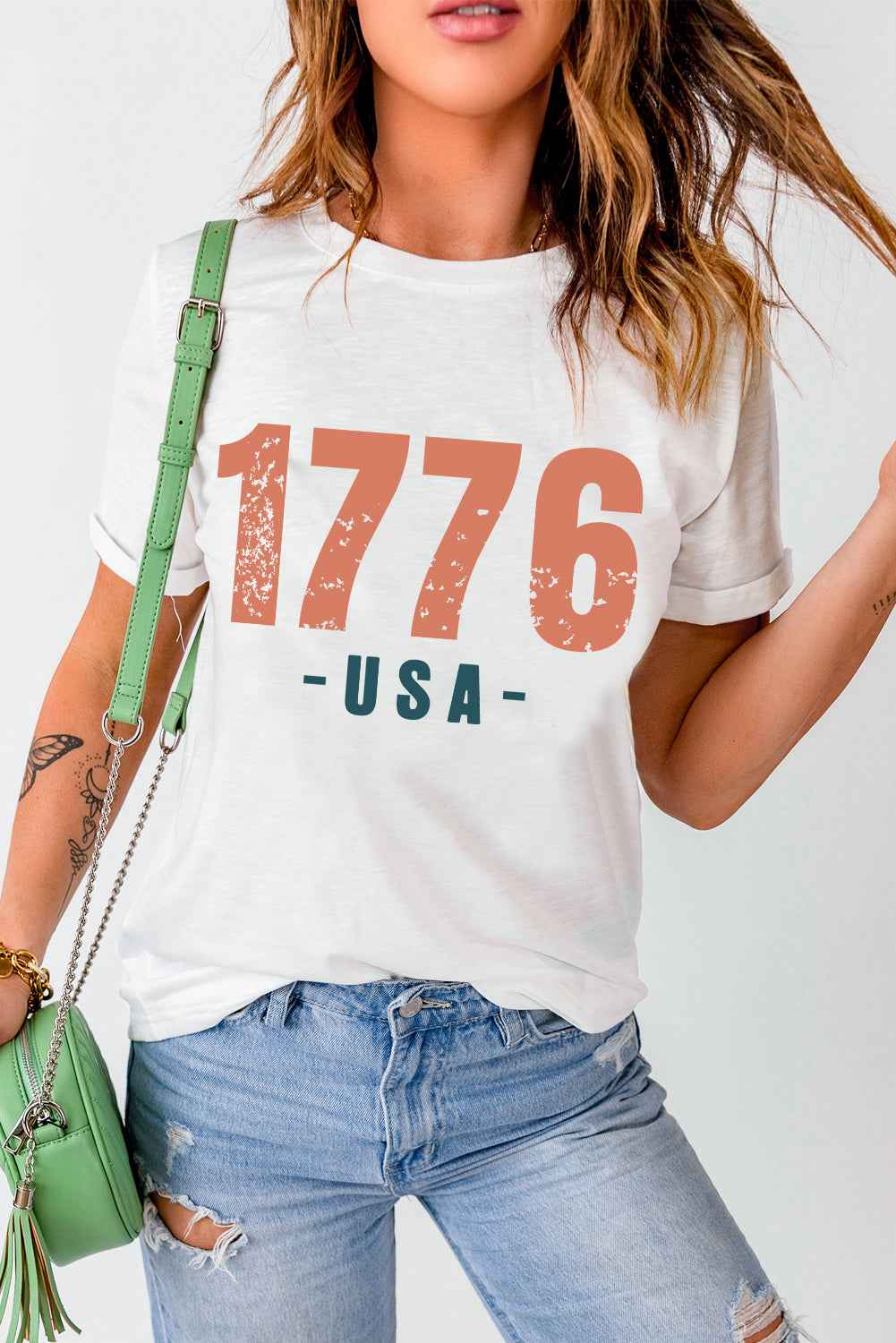 Graphic Round Neck Short Sleeve T-Shirt - Lojy Shop