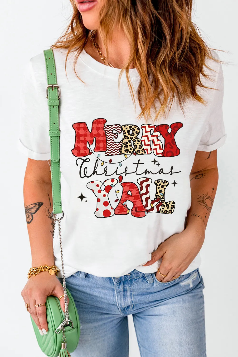 Letter Graphic Round Neck Short Sleeve T-Shirt - Lojy Shop