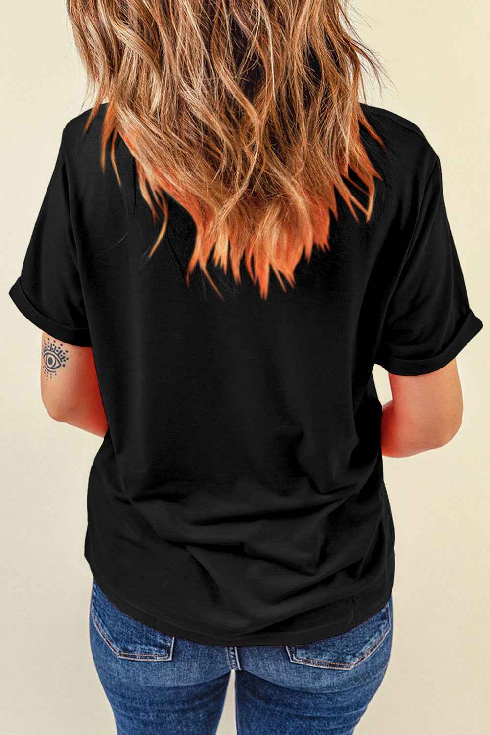 Graphic Round Neck Short Sleeve T-Shirt - Lojy Shop