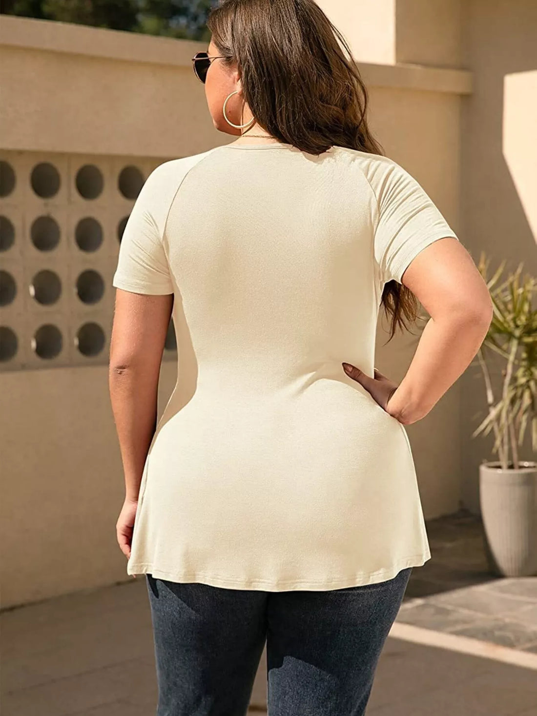 Plus Size Surplice Short Sleeve T-Shirt