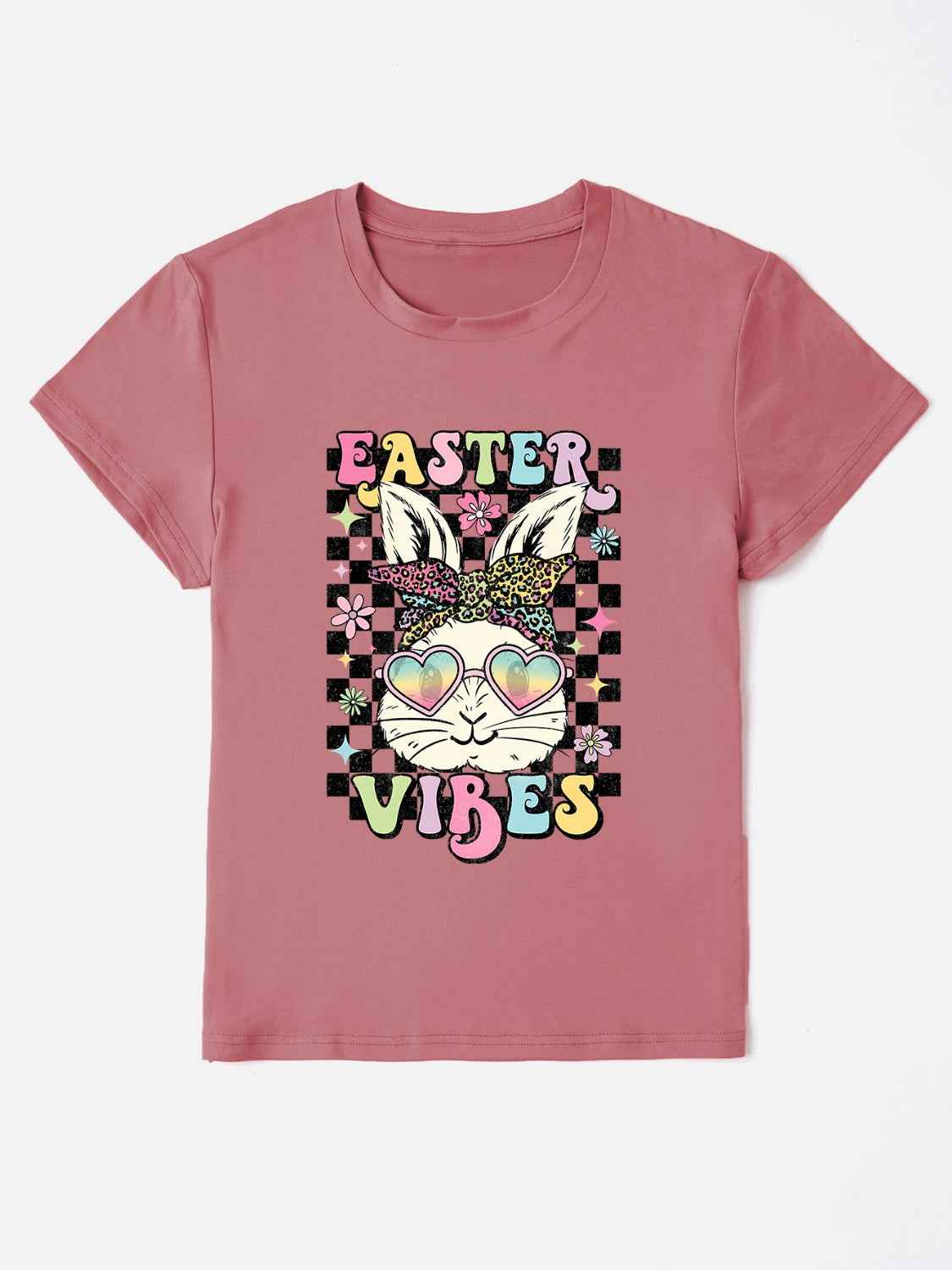 EASTER VIBES Round Neck Short Sleeve T-Shirt - Lojy Shop