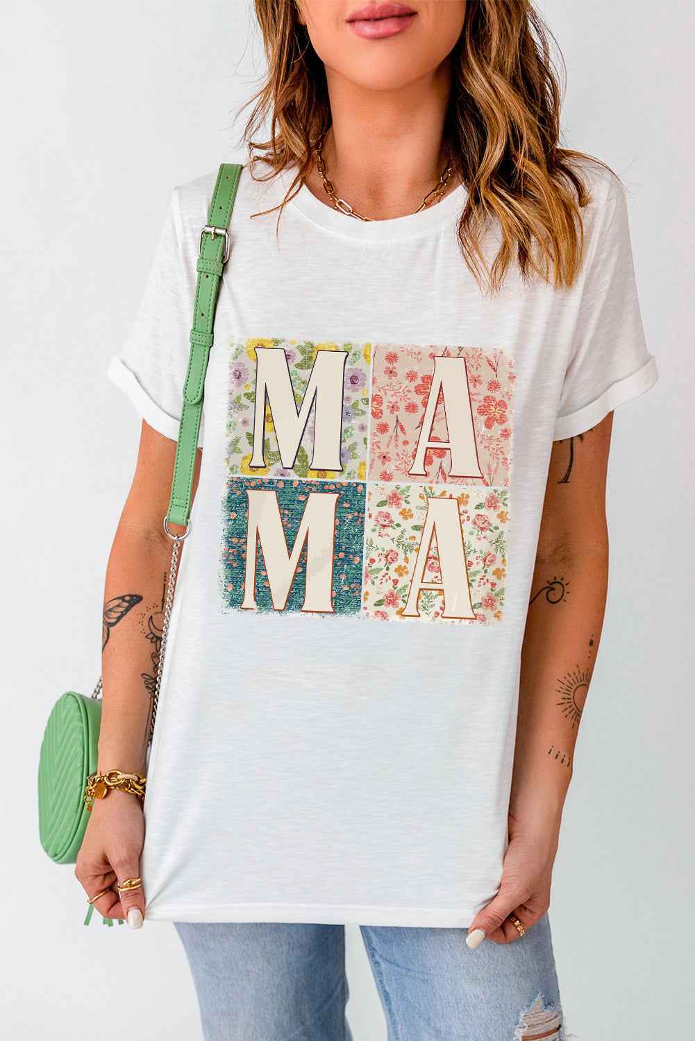 MAMA Round Neck Short Sleeve T-Shirt - Lojy Shop