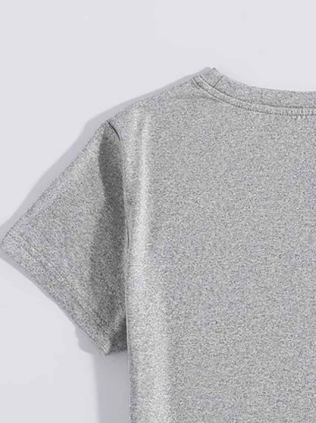Letter Graphic Round Neck Short Sleeve T-Shirt - Lojy Shop