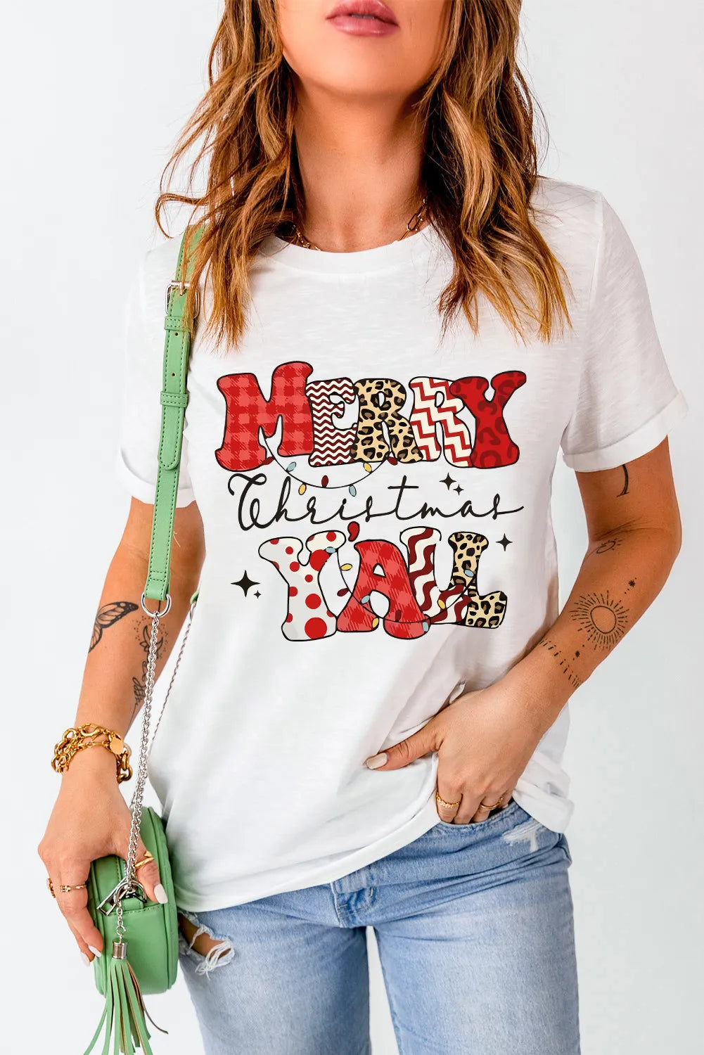 Letter Graphic Round Neck Short Sleeve T-Shirt - Lojy Shop