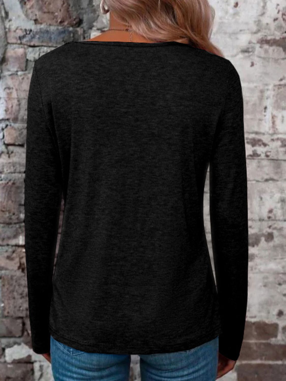 Crisscross V-Neck Long Sleeve T-Shirt - Lojy Shop
