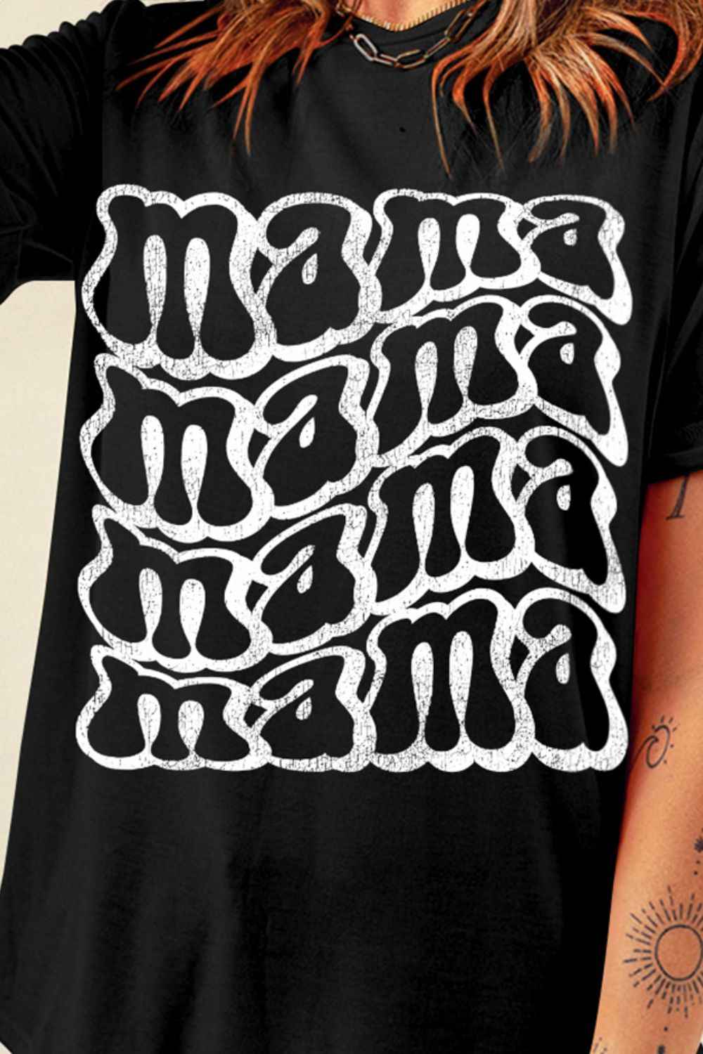 MAMA Round Neck Short Sleeve T-Shirt - Lojy Shop