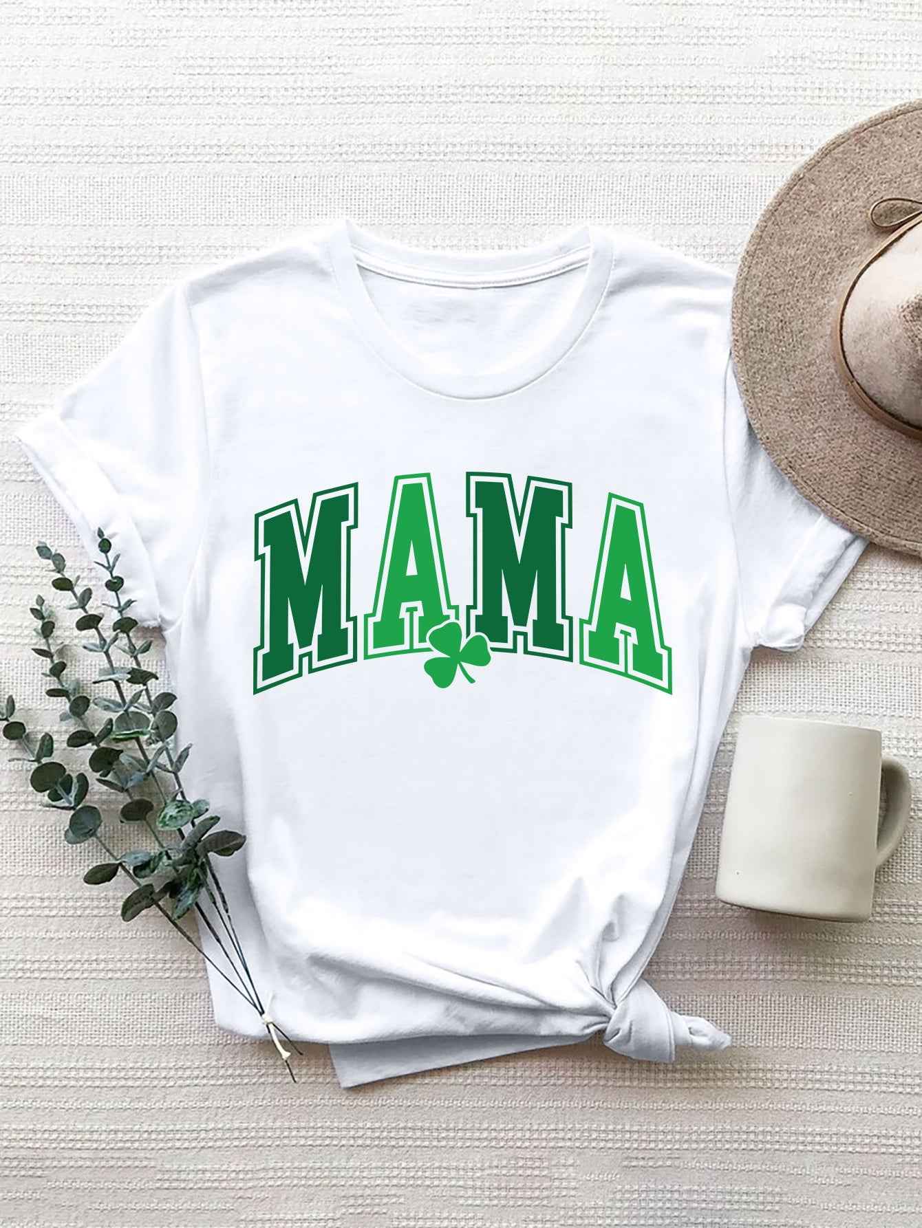 MAMA Round Neck Short Sleeve T-Shirt - Lojy Shop