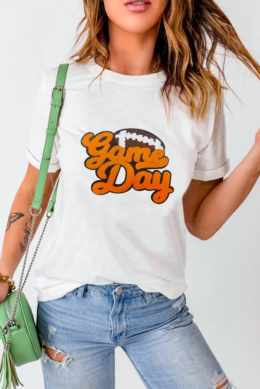 GAME DAY Round Neck Short Sleeve T-Shirt - Lojy Shop