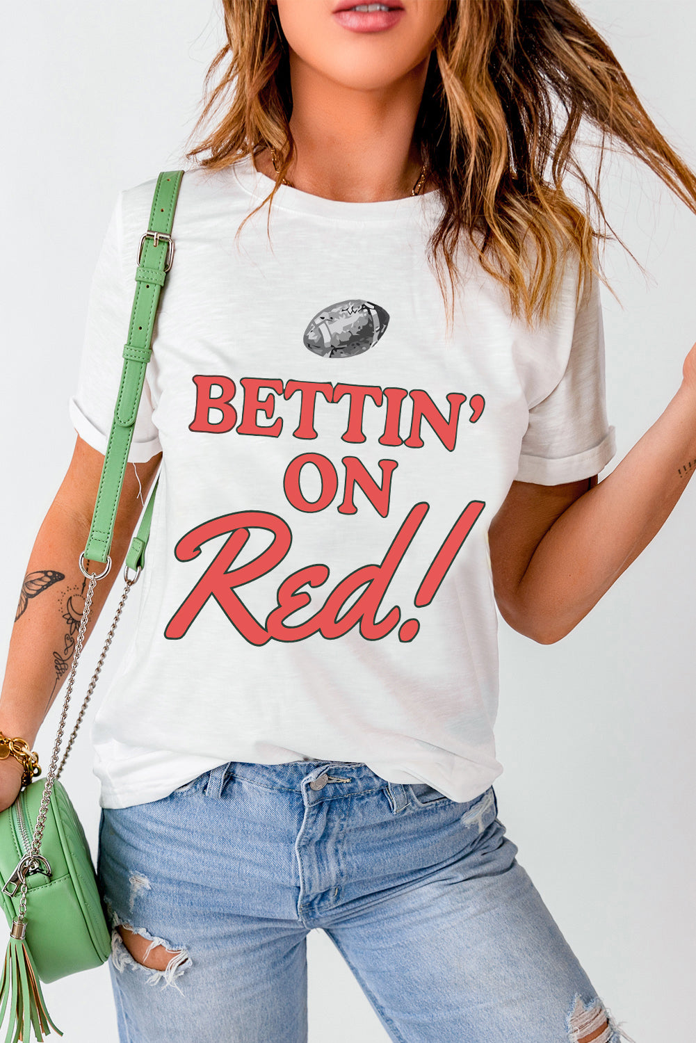 Letter Graphic Round Neck Short Sleeve T-Shirt - Lojy Shop