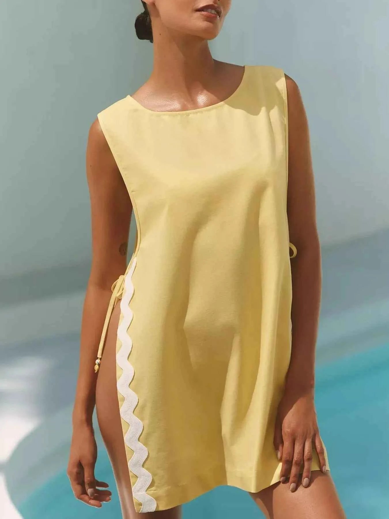 Scalloped Trim Sleeveless Cover-Up