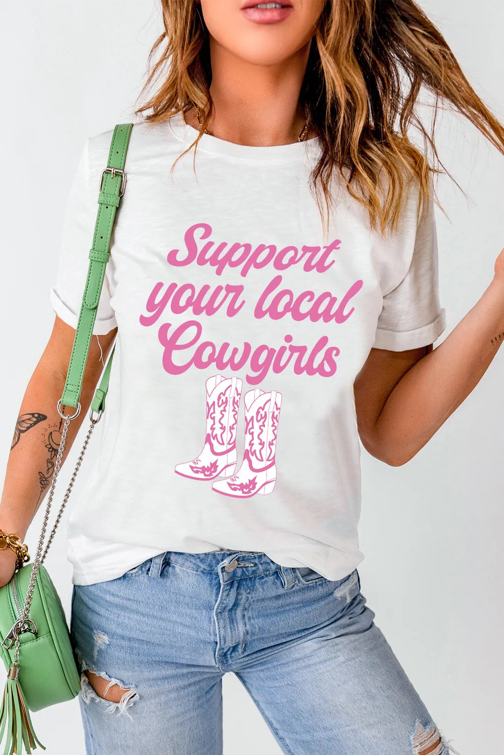 Letter Graphic Round Neck Short Sleeve T-Shirt - Lojy Shop
