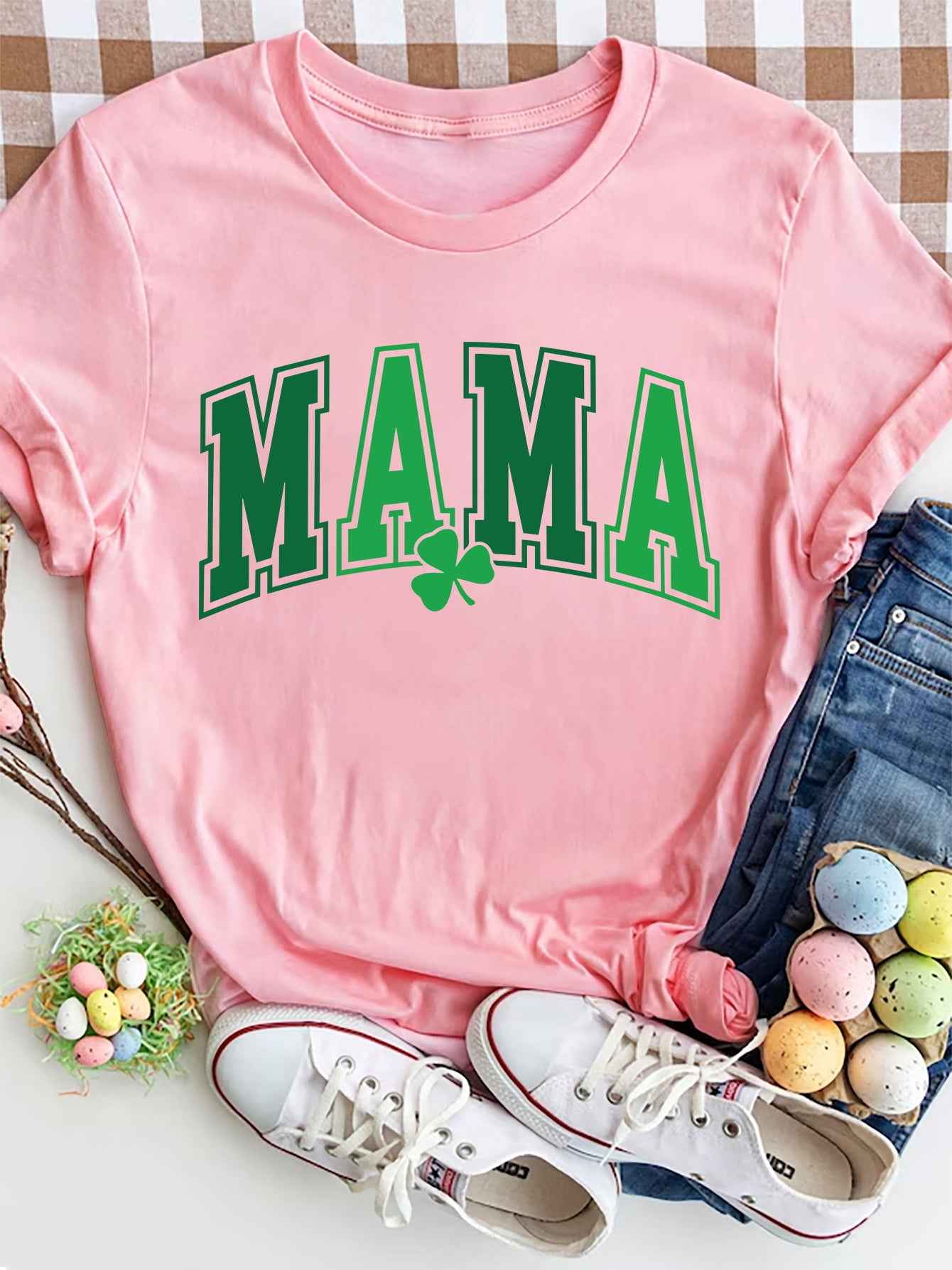 MAMA Round Neck Short Sleeve T-Shirt - Lojy Shop