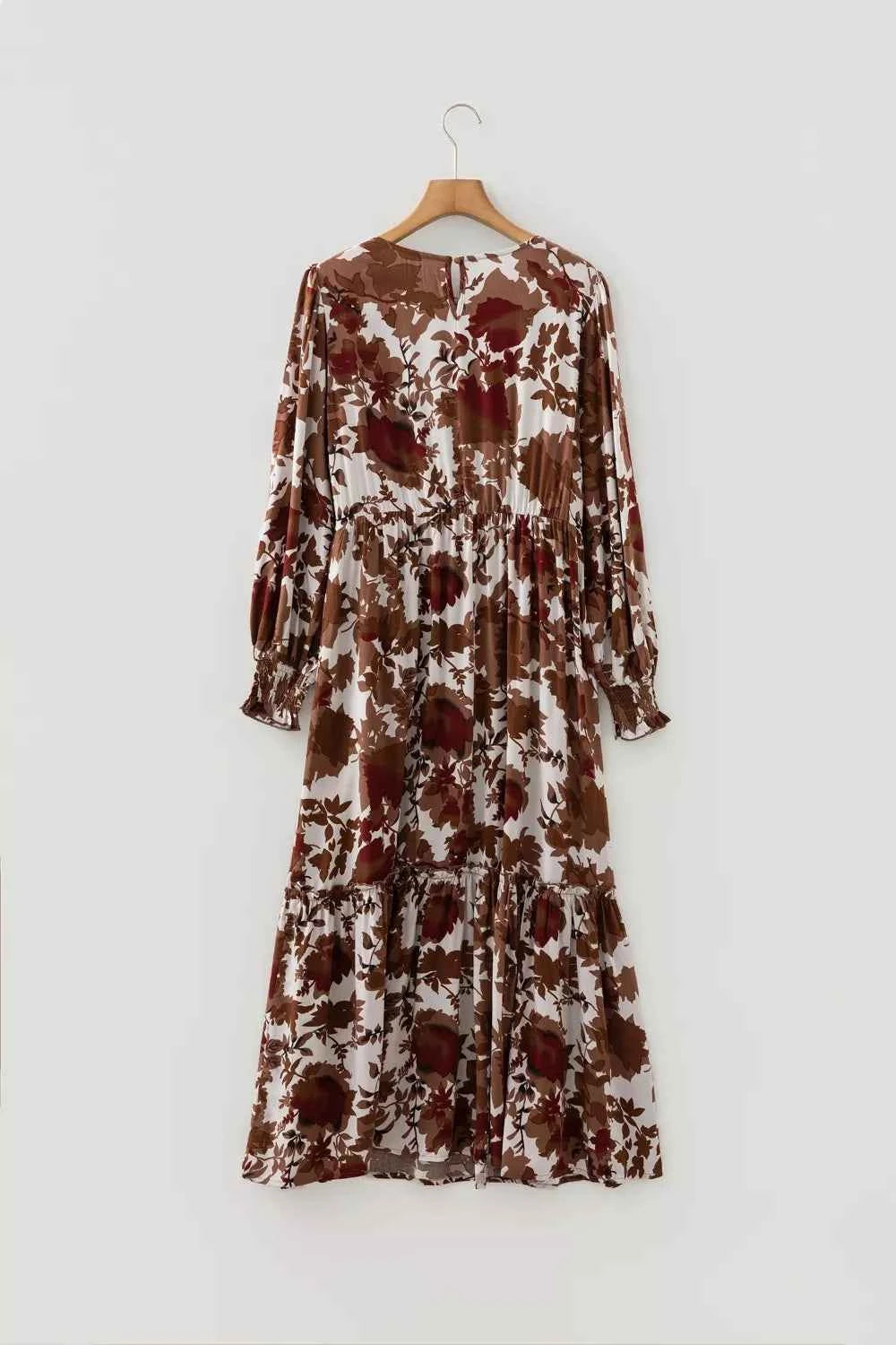 Floral Puff Sleeve Smocked Bodice Ruffled Maxi Dress