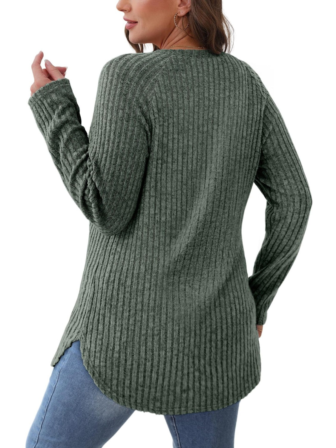 Round Neck Raglan Sleeve T-Shirt - Lojy Shop