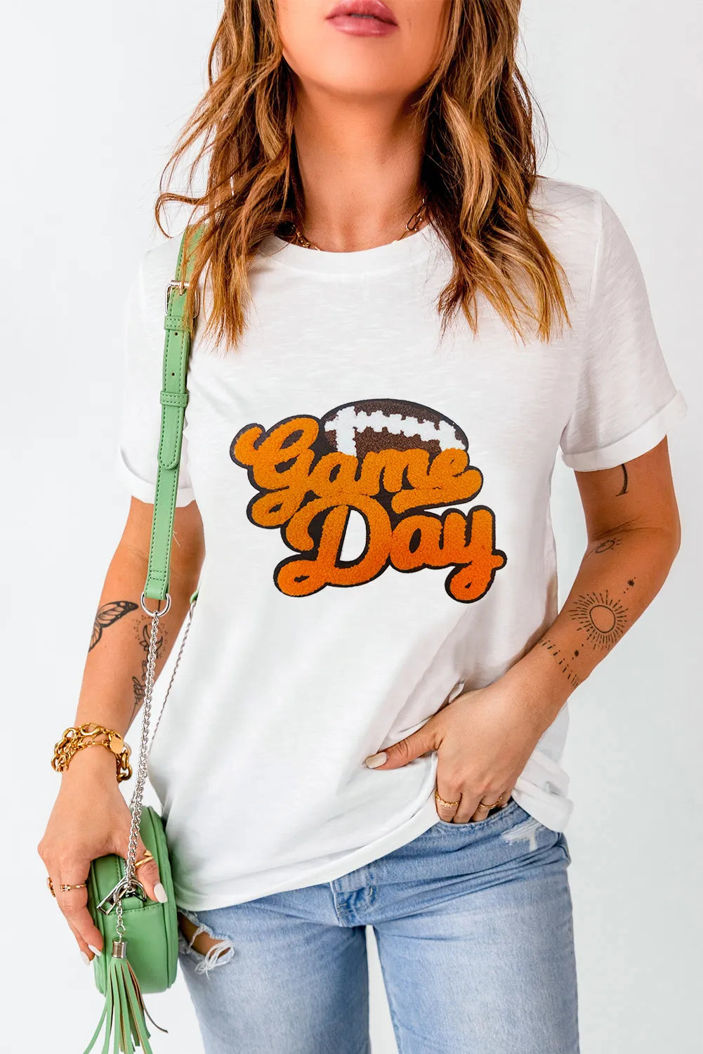 GAME DAY Round Neck Short Sleeve T-Shirt - Lojy Shop