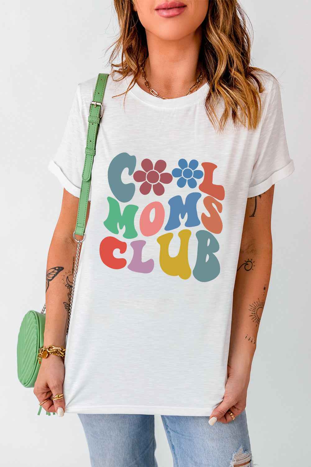 COOL MOMS CLUB Round Neck Short Sleeve T-Shirt - Lojy Shop