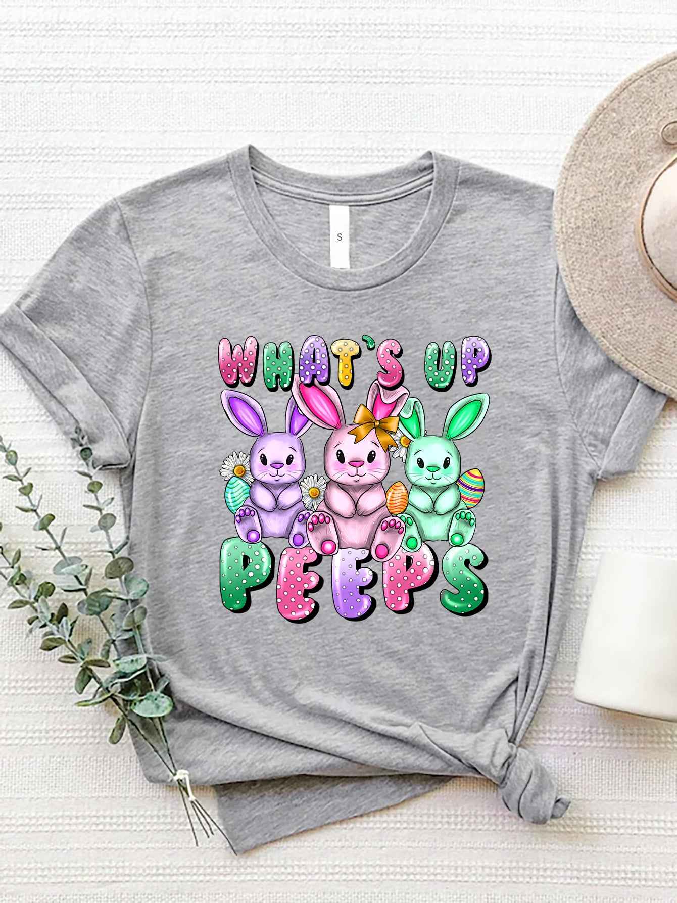 Graphic Round Neck Short Sleeve T-Shirt - Lojy Shop