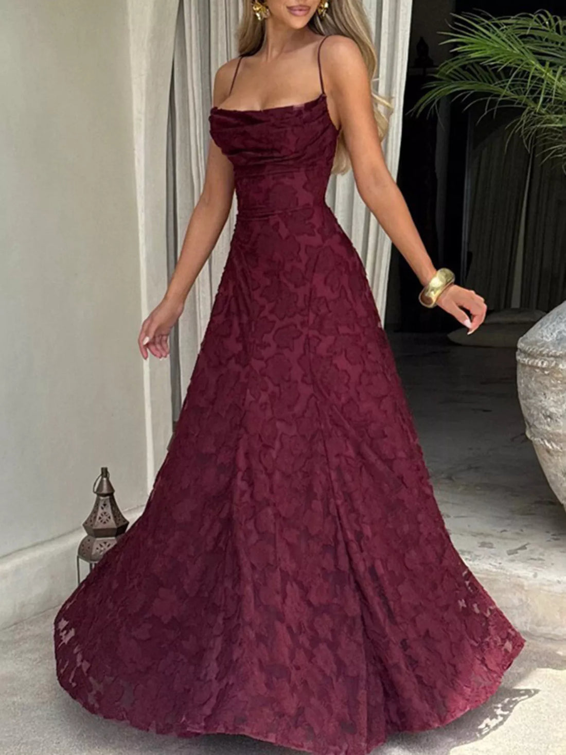 Lace Spaghetti Strap Maxi Dress