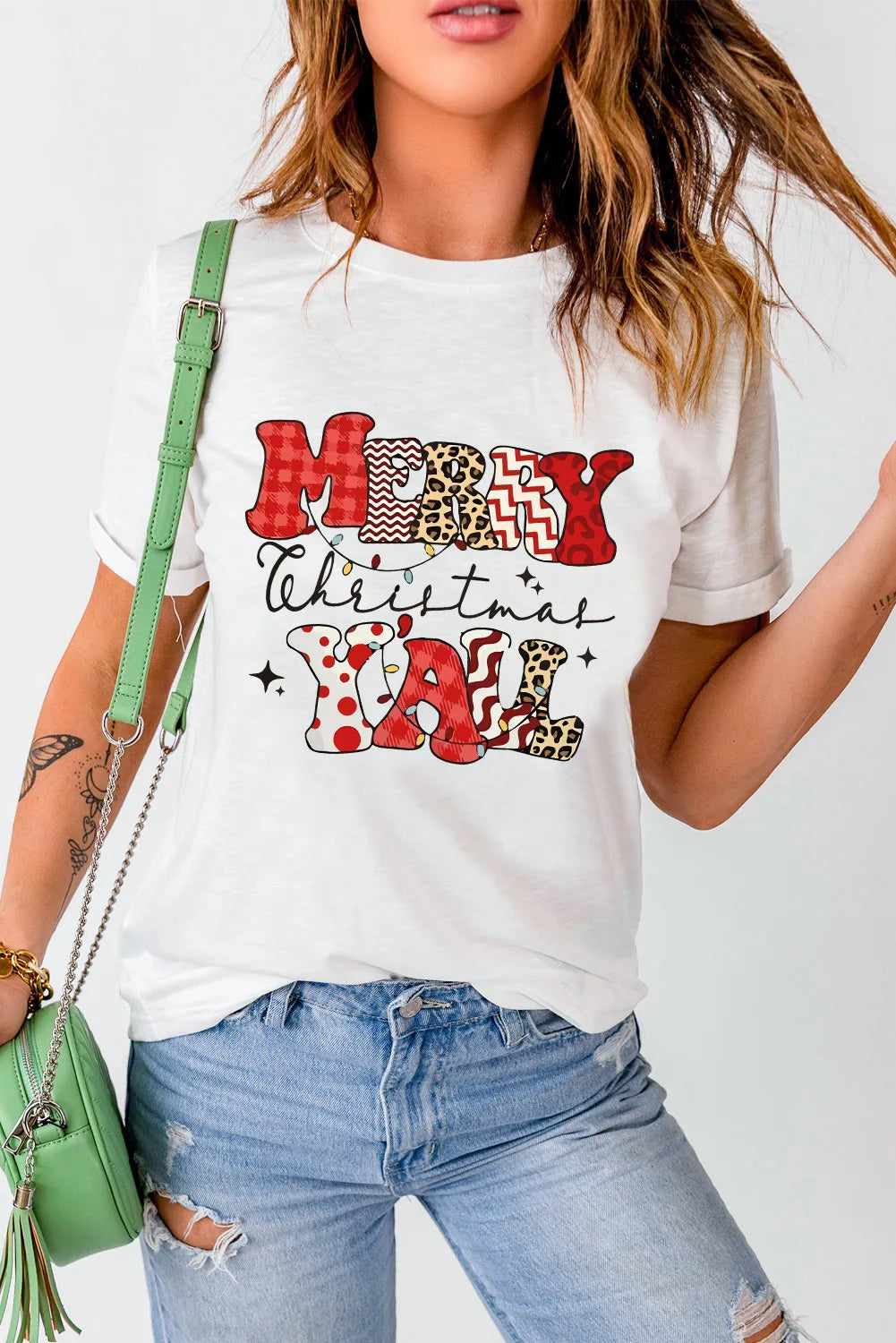 Letter Graphic Round Neck Short Sleeve T-Shirt - Lojy Shop