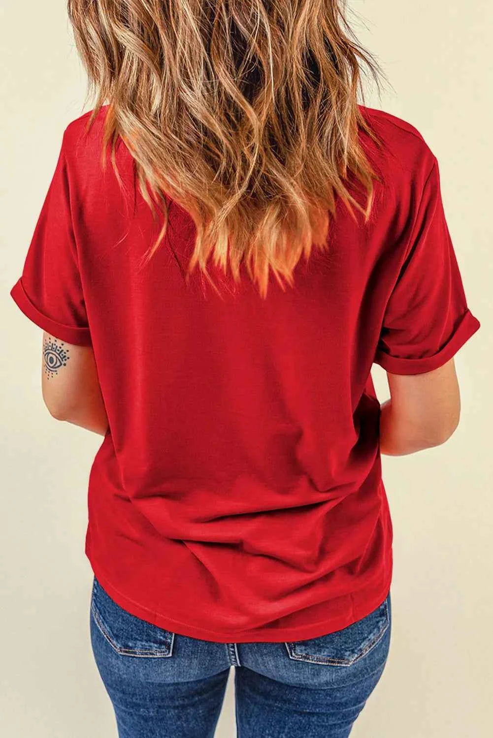 Santa Round Neck Short Sleeve T-Shirt - Lojy Shop