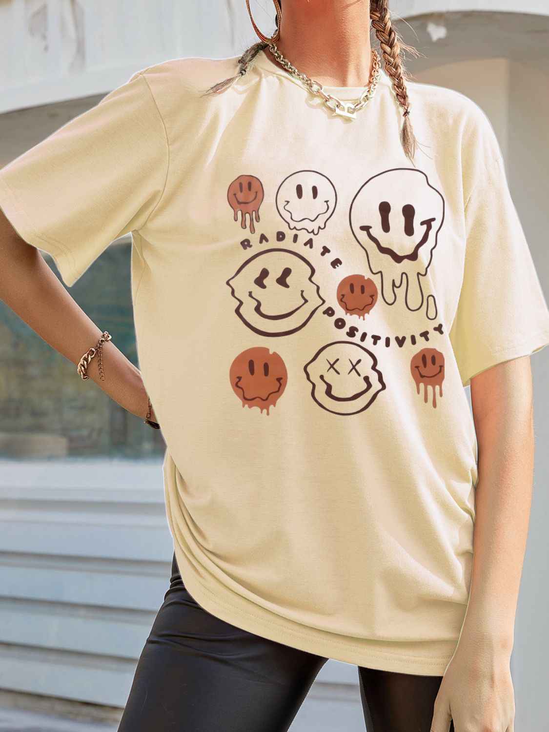 Graphic Round Neck Half Sleeve T-Shirt - Lojy Shop