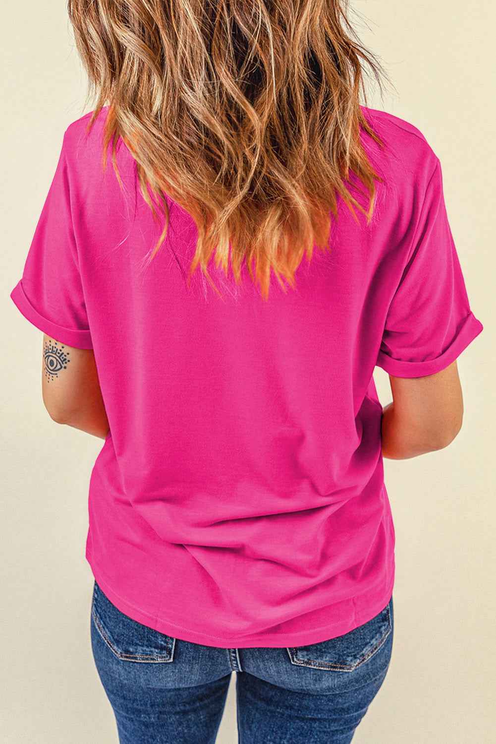 Graphic Round Neck Short Sleeve T-Shirt - Lojy Shop