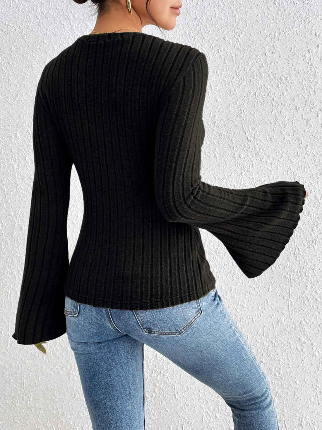Honey Round Neck Flare Sleeve T-Shirt - Lojy Shop